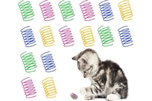 Benixmidart Cat Spring Toys, Interactive Cat Toy for Swatting, Hunting,and Grinding Teeth, Durable Cat Springs for Indoor Cats to Promote Agility& Keep Fit, Plastic Cat Coil to Relieves Stress (16Pcs)