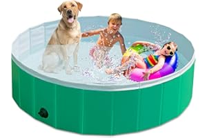 KPUY Foldable Dog Pool, Collapsible Hard Plastic Dog Swimming Pool, Portable Bath Tub for Kids Dogs and Cats, Pet Wading Pool for Indoor and Outdoor