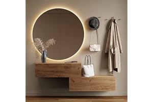 Planetmöbel Armario colgante para muebles de pasillo, 2 x 100 cm, roble dorado, compacto con solapa como espacio de almacenamiento, para colgar o de pie, 37,8 x 100 x 32,5 H cm