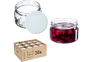 KADAX kleine Einmachgläser 250 ml, Marmeladengläser mit Deckel, Luftdichte Gläschen zum Verschenken, Minigläser für Honig und Gewürze (20 Stück, Weiß)