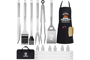 MUJUZE Grillbesteck Set,Grillzubehör Männer Geschenk,Edelstahl Grillkoffer Set of 20,Grill Zubehör mit Grillzange Grillspachtel und Grillschürze, BBQ Grill Set Ideales für Outdoor und Camping