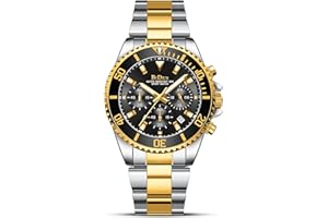 HANPOSH Reloj Hombre Cronógrafo de Acero Inoxidable Impermeable Fecha Analógica Reloj de Cuarzo de Negocios Casual Moda Relojes de Pulsera para Hombres