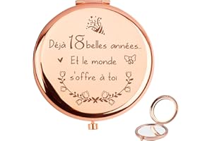 QWZify Cadeau 18 Ans Anniversaire Fille, Miroir de Poche Cadeau Anniversaire Femme Shell Compact Mirror Pratique Couleur Or Rose Original Miroir Compact Double Réflexion Mirror de Maquillage, Déesse