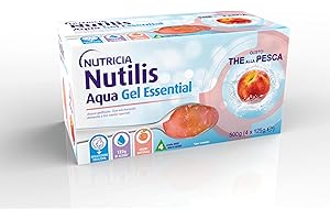 DANONE NUTRICIA SOCIETÀ BENEFIT NUTILIS AQUA GEL ESSENTIAL - Acqua Gelificata per la Gestione Dietetica della Disfagia, Senza Zucchero, Glutine e Lattosio, Alimento a Fini Medici Speciali, Gusto Pesca - 4 x 125g