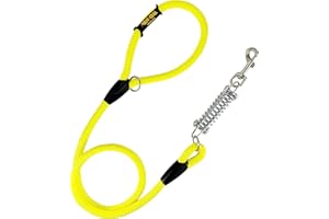 AVANZONA Correa para Perros, Amortiguador, Antitirones, para Perros medianos y Grandes, Fabricada en España. 120cm. Amarillo