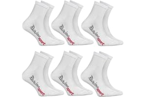 Rainbow Socks - Niño Niña Calcetines Deporte Colores Algodón - 6 Pares - Blanco - Talla 30-35