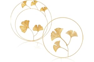 MNIXY Dzmuero Quadro in Metallo,2Pezzi Metal Wall Art Sculture da Parete in Ferro Decorazione da Appendere Foglia di Acero Ginkgo Appeso a Parete per Home Office Soggiorno Decorazione dellhotel(Oro)