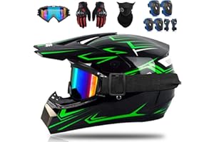 CHONGBAYZN Casque Moto Cross pour Adultes Et Jeunes Certifié Dot,Casque Moto Cross De Montagne avec Écrans Faciaux, Lunettes Et Gants,Convient Aux Hommes Et Aux Femmes