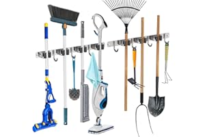 WECUTE Besenhalterung Wand 2 Stück Gerätehalter Hakenleiste Besenhalter Gartengerätehalter Gartengeräte （Edelstahl）