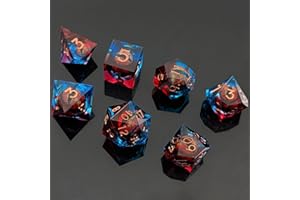 ORUZA 7 Stück Drachenauge Polyedrische Harz Spielwürfel DND Würfel Set D&D Würfel für Dungeons and Dragons RPG MTG Pathfinder Rollenspiel D4 D6 D8 D10 D% D12 D20