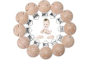 Kigniote 12 pezzi ciuccio clip di legno, bambino ciuccio catena clip ciuccio clip impedisce cadere o perdere il ciuccio ciuccio catena accessori per il fai da te ciuccio catena Crafting
