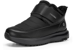 FitVille Extra Breite Winterstiefel Herren Wasserdicht Winterschuhe mit Klettverschluss Warme Gefüttert Schneestiefel Rutschfeste Kurzschaft Stiefel Bequeme Winter Outdoor Boots
