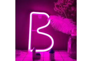 ENUOLI ALPHABET LED alphabet B Neon Night Lettres Pink NEON Lettres Light A-Z NEON Lettre Signer la batterie/USB Powered Word Light Personnalisé Lettre Personnalisée Néon Lumières Pour Home Bar Cafe Fête