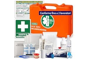 ONFARMA FARMA3 Cassetta pronto soccorso COMPLETA DI CARTELLO PRIMO SOCCORSO conforme DM 388 allegato 2 per aziende fino a 2 lavoratori e mezzi aziendali