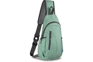 TITECOUGO Small Sling Canvas Bag Lightweight Crossbody Bag for Women Rucksack for Men Running Backpack Travel Chest Pack Shoulder Daypack for Gym Work Outdoor Hiking Sports Aqua Geen