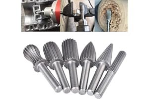 HOHXEN 6pcs Bearing Steel Rotary Burr Set with 6mm Round Shank for fine Carving&fine polishing for Metal&Non-Metal(Marble,Jade,Bone etc.)