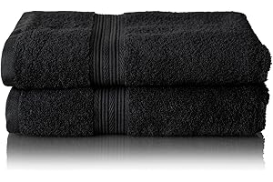 Glart - Set di asciugamani premium in spugna,composto da 2 teli doccia da 70x140 cm, nero