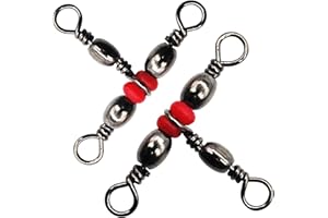 SHADDOCK FISHING T-Turn 3 vías de pesca giratorios de latón con tres broches giratorios de triple línea de pesca, conectores antienredos, equipo de prueba de 20 a 100 libras