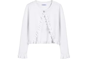 Arshiner Cardigan basique pour fille - À volants - Boléro court - Élégant - Court - Pour communion - Robe de baptême