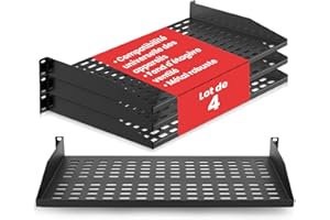 Pyle Étagère Rack Serveur 1U - Plateau Cantilever Ventilé Universel - Montage Mural ou en Rack - Supporte jusqu'à 50 kg - Étagère 43 x 25 cm pour Armoires, Ordinateurs et Équipements Réseau