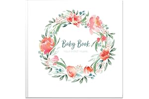 Peachly Baby Memory Book For Girls | Baby Book Milestone Keepsake Journal | First Five Years Baby Girl Memory Book | Baby Keepsakes First Year Memory Book | Bloom