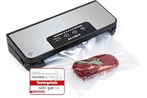 ‎KLAMER KLAMER Vakuumierer Pro 80 (2025) Test "Sehr gut" - Vakuumiergerät für trockene & feuchte Lebensmittel, für Sous Vide, inkl. Vakuumier-Beutel und Schlauch