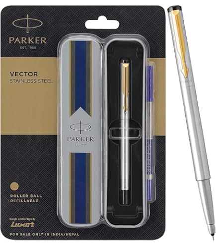 Parker Vector, Matte Black, Roller Ball pen, Refillable, Chrome