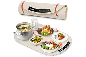 FUNISTREE Large Food Warming Mat - Electric Warming Tray - Upgraded 7 TEMP Setting - Full-surface Heat in 5s, 4 Hours Auto-off, Safety Lock, Foldable Food Warmer for Christmas Gifts, Xmas Presents for Men Women
