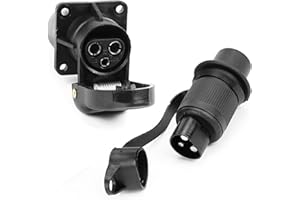 DARKGUARD Prise 3 Broches Tracteur et Fiche 3Broches Tracteur 12v 24v,Prise Attelage 3 Broches Male Femelle Etanche pour Agricole Véhicule,Fiche 3Broches Porte-Vélo Remorque RV (Fiche et Prise M1S41)