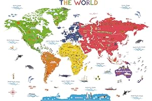 DECOWALL DECODAL DL3-2212 Extra grande Etiqueta del Mapa del Mundo Tatuaje de Pared para Niños Internacional