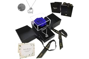 FIMAGO Preserved Real Rose with I Love You Necklace in 100 Languages Eternal Flowers Rose Gifts for Mom Wife Girlfriend Valentines Day Mothers Day Christmas Birthday Gifts (YMY-PN_G-SBP20)