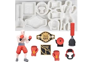 FUNSHOWCASE Molde de silicona listo para boxeo, boxeo, fondant, decoración de pasteles, decoración de cupcakes, fundición de resina epoxi, arcilla polimérica, 8 cavidades