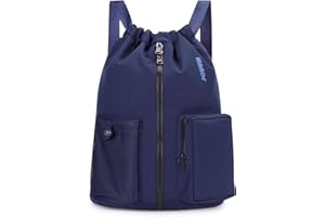 WANDF Turnbeutel mit Schuhfach, Sportbeutel Wasserabweisend,Gym Bag mit Kordelzug für Damen Herren Kinder,Große Kapazität Rucksack für Sport,Schwimmen,Reisen,Schule