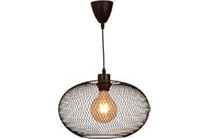 SKYLYZH Deckenleuchte,E27 Retro Pendelleuchte,Schwarze Deckenlampe Metall, Retro Deckenleuchten Lampenschirm, Industrieller Stil Pendellampe, Ø310mm, Max 60W, für Schlafzimmer,Esszimmer,Wohnzimmer,Flur-C