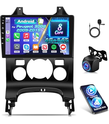 Autoradio Android 9 Pollici Per Peugeot 3008 2009-2016 – 8 Core 6+128 GB, Wireless Carplay, GPS E Telecamera Posteriore