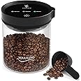 Coffee Bean Container, Glass Jar with Sealing Lid and Spoon, Automatic Vacuum Sealing Coffee Jar Food Storage Container with Touch Screen for Kitchen Storage Coffee, Cookies, Nuts,Tea, Sugar 12oz/340g