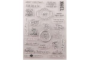 Arrietty Merry Christmas Happy New Year Happy Birthday Verses Phrase Clear Stamps for Christmas Cards Making Decoration and Scrapbooking Rubber Stamps for Craft