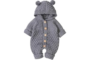 Haokaini Mono de mameluco de punto con capucha de oreja de bebé recién nacido Mono para niños niñas