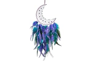 DOZNOZRI Purple Moon Dream Catcher for Girls kit Dreamcatcher Kids Bedroom Accessories,Handmade Fairy Feather Romantic Purple Moon Dream Catchers for Bedroom Wall Hanging Decoration Ornaments