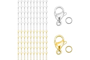IKadiya Fermoir Bracelet, Fermoir Collier, 100Pièces 12 * 6mm Fermoirs Mousquetons et 120Pièces 5mm Anneaux de Saut Ouverts, pour Pendentifs Bricolage Bijoux Fabrication(Argent et Or)