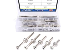 Glarks 100Pcs M6 x 40mm/50mm/60mm/70mm/80mm Hex Drive Socket Cap Furniture Barrel Screws Bolt Nuts Assortment Kit for Furniture, Cots, Babybeds, Crib, Chairs - Nickel Plated