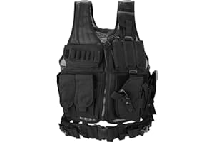 ProCase Gilet Tactique Militaire Mesh, Veste de Combat avec Ceinture pour Airsoft Jeu CS Militaire