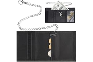 KEUGT Portafoglio Ragazzo,Portafoglio Sottile RFID Uomo Slim a Tre Ante da Bambini,Portamonete Pieghevole,Slim Bambini Ragazzi Portamonete con Clip Catena,Sport Cerniera per Wallet Porta Carte per Viaggio