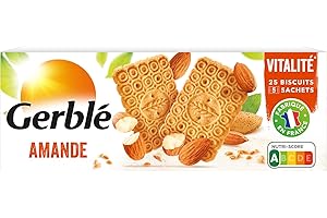 Gerblé Biscuit Vitalité Saveur Amande – Amandes torréfiées, Nutriscore A, riches en fibres, sans huile de palme, 25 biscuits, 210g