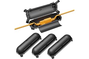 iwillink 4 Pack Outdoor Extension Cord Safety Cover with Waterproof Protector Seal, Weatherproof Electrical Connection Box for Outdoor Outlet, Plug, Christmas Decoration, Black