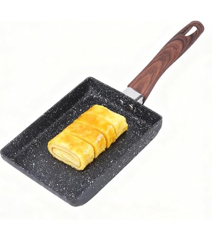 Poêle pour Tamagoyaki Induction, Poele Omelette Japonaise Petite Poele Oeuf Antiadhésive Poêles à Crêpes et Blinis Tamagoyaki Poêle à Omelette Japonaise en Aluminium Poignée en Bois-35.5 x 13cm