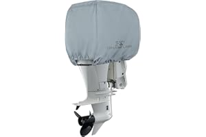 Explore Land Housse de Moteur Hors-Bord de Bateau, Robuste et imperméable en Polyester 600D, pour Moteur de 115 à 225 CV, Gris