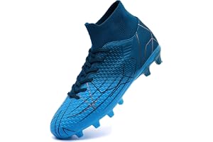 VTASQ Pojkar fotbollsskor barn gräs fotbollsskor professionella tonåringar friidrott sneakers utomhus halkfria träning fotbollsskor höga topp fotbollsskor spikar