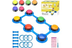 Pleasantsong Dog Buttons Talk Training, Recordable Training Buttons for Dogs, Dog Training Buzzers, Pet Voice Recorder for Training Easily, Dog Gift, Dog Interactive Toy - 6 Pieces