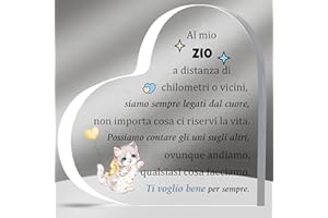 HZBLAZ Zio Placcature Acriliche Targhe e Cartelli Decorativi Regali Festa del Padre Apprezzare Regalo Compleanno Segno del Cuore Natale da Nipoti Gatto Zietto Famiglia Amore Promemoria Ricordo
